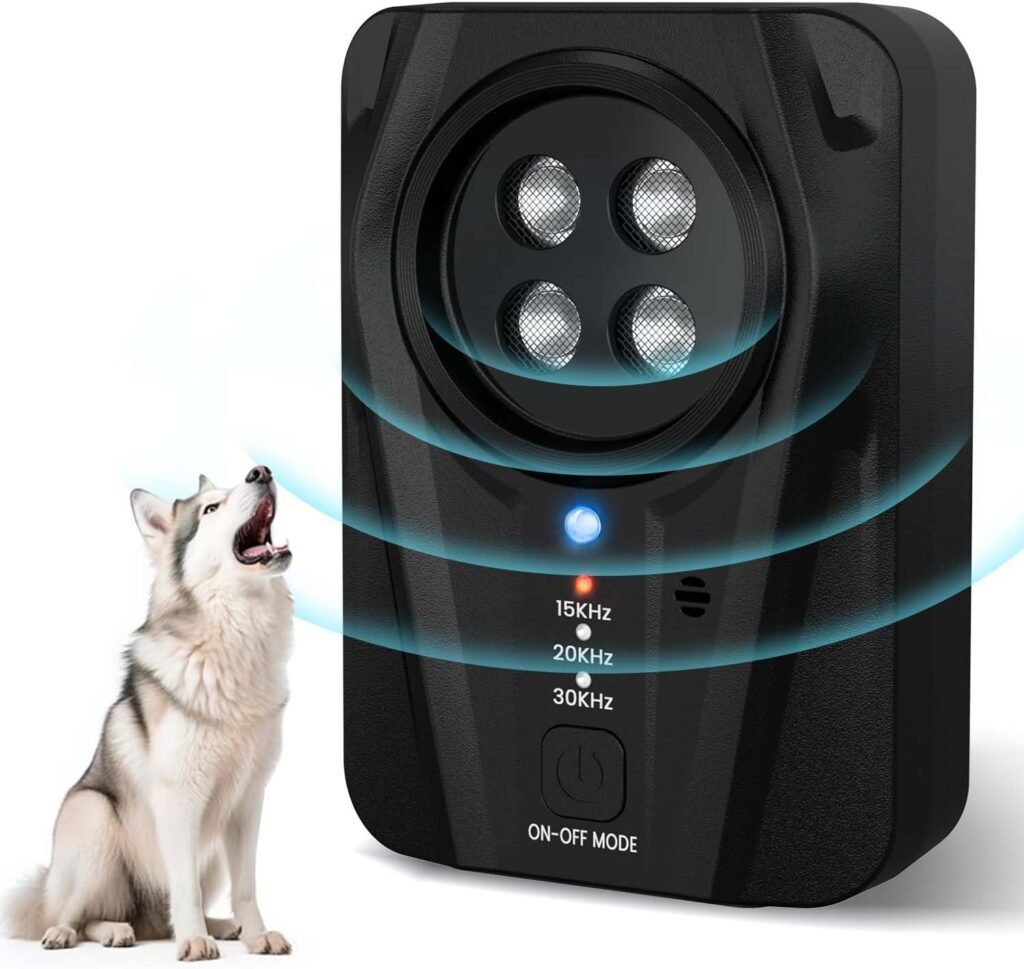 Antiladridos para Perros,3 Frecuencias Ajustables Ahuyentador de Perros Potente,Auto Dispositivo Antiladridos Para Perros,33 Pies Antiladridos Para Perros Ultrasonidos Recargable/Interiores/Exteriores