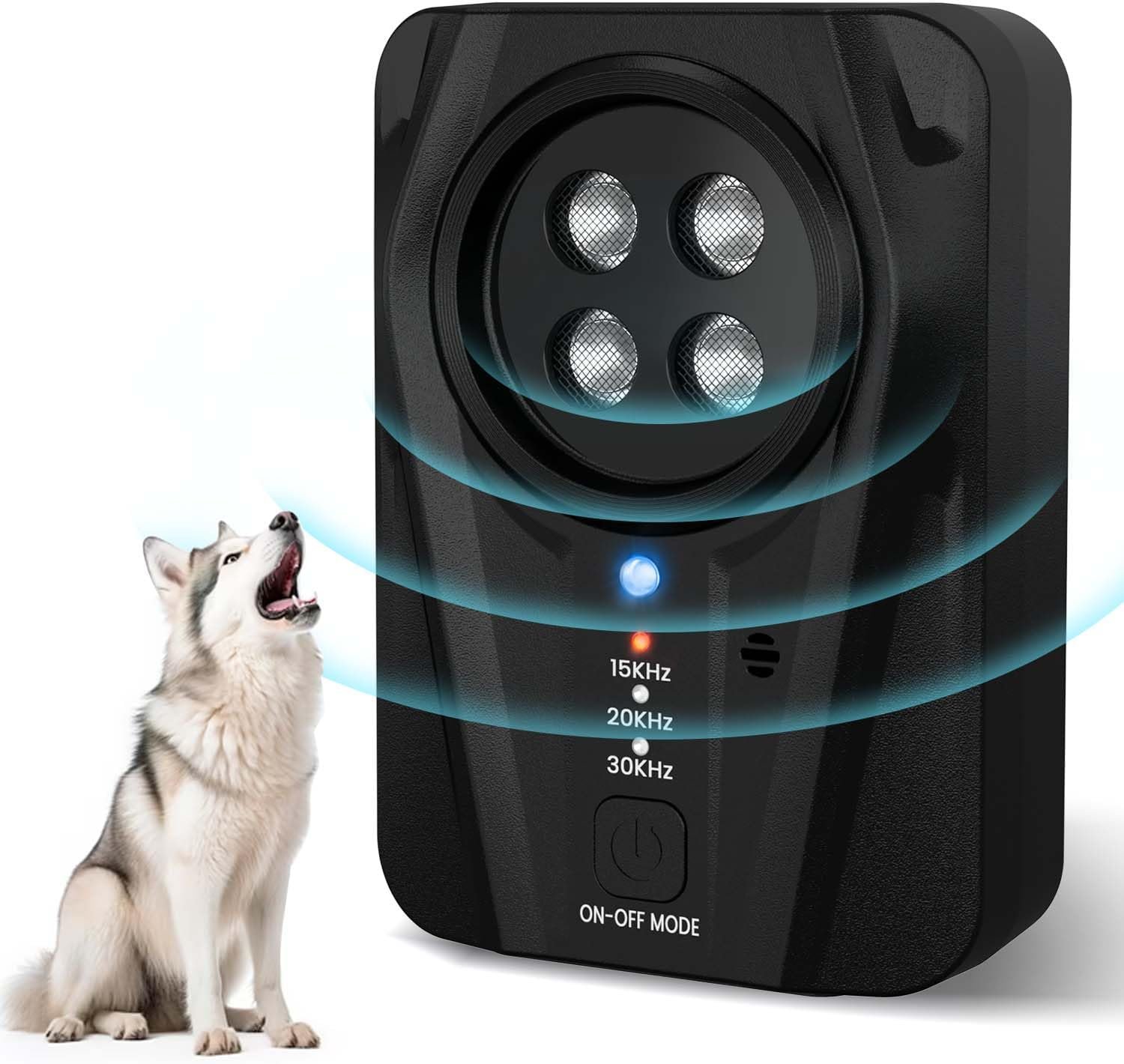 Antiladridos para Perros,3 Frecuencias Ajustables Ahuyentador de Perros Potente,Auto Dispositivo Antiladridos Para Perros,33 Pies Antiladridos Para Perros Ultrasonidos Recargable/Interiores/Exteriores