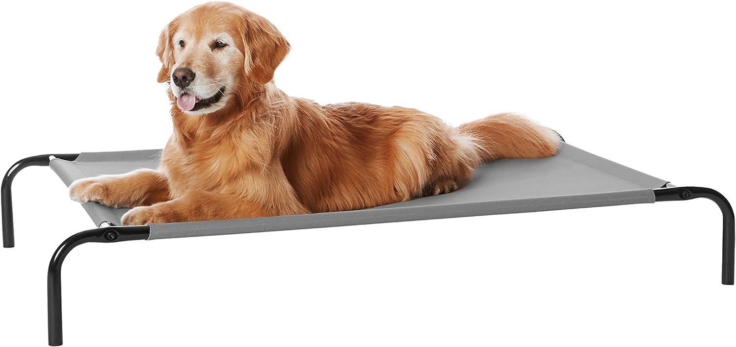 Amazon Basics – Perro Cama elevada refrescante para mascotas, Large, 130 x 80 x 19 cm (L x An x Al), Gris